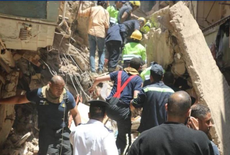 استخراج 9 ناجيين من أسفل موقع انهيار عقارين في حدائق القبة