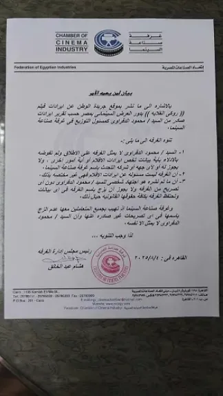 غرفة صناعة السينما تنفي صلتها بالتصريحات حول إيرادات فيلم «روكي الغلابة»