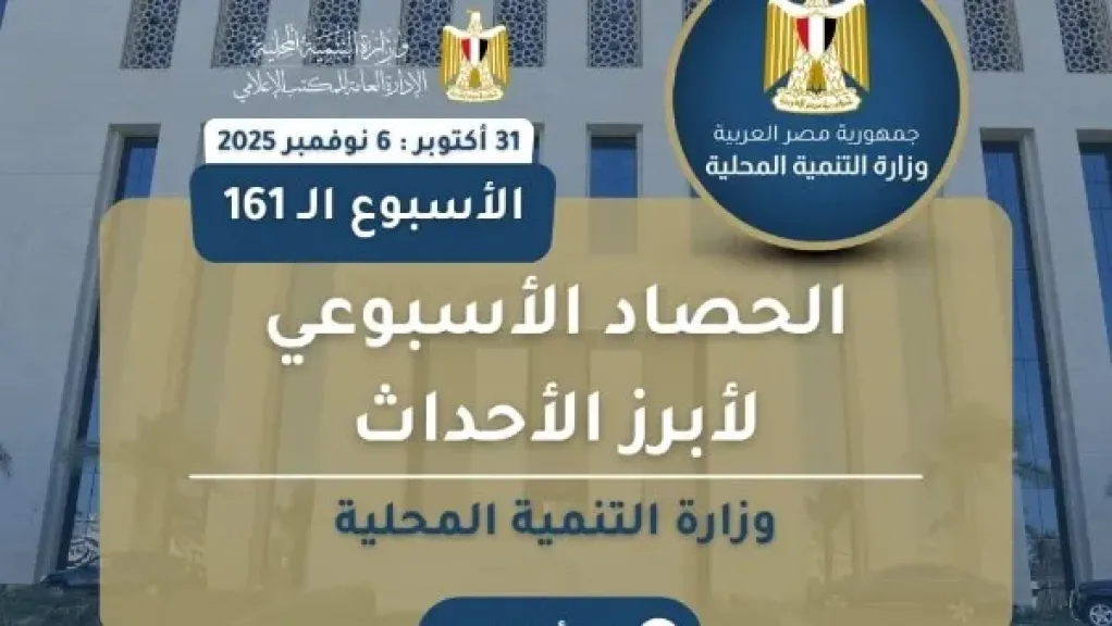 بالإنفوجراف.. نشرة الحصاد الأسبوعي لرصد أنشطة وزارة التنمية المحلية