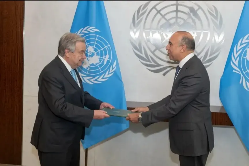 السفير إيهاب عوض يقدم أوراق اعتماده لجوتيريش مندوبا لمصر ببعثة الأمم المتحدة في نيويورك