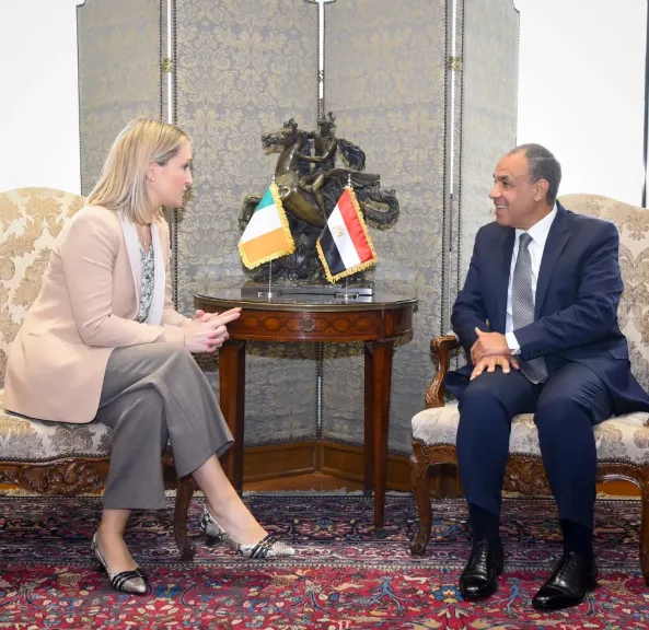 وزيرة الدفاع والخارجية الأيرلندية: نثمن المواقف المصرية لتعزيز الاستقرار في المنطقة