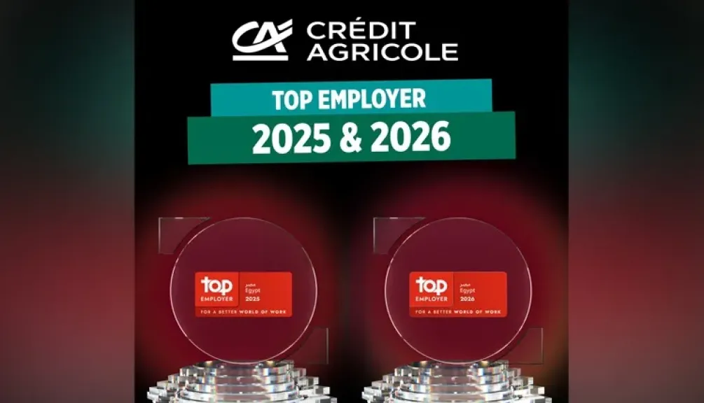 بنك كريدي أجريكول مصر يحصل على شهادة «أفضل جهة عمل» من المؤسسة العالمية Top Employers عن عامي 2025 و2026