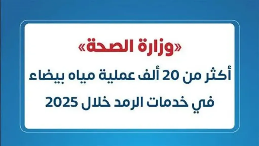 الصحة: إجراء 20 ألف عملية مياه بيضاء واستقبال أكثر من مليوني مواطن خلال 2025