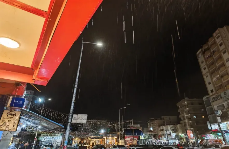 سقوط أمطار غزيرة على شمال سيناء