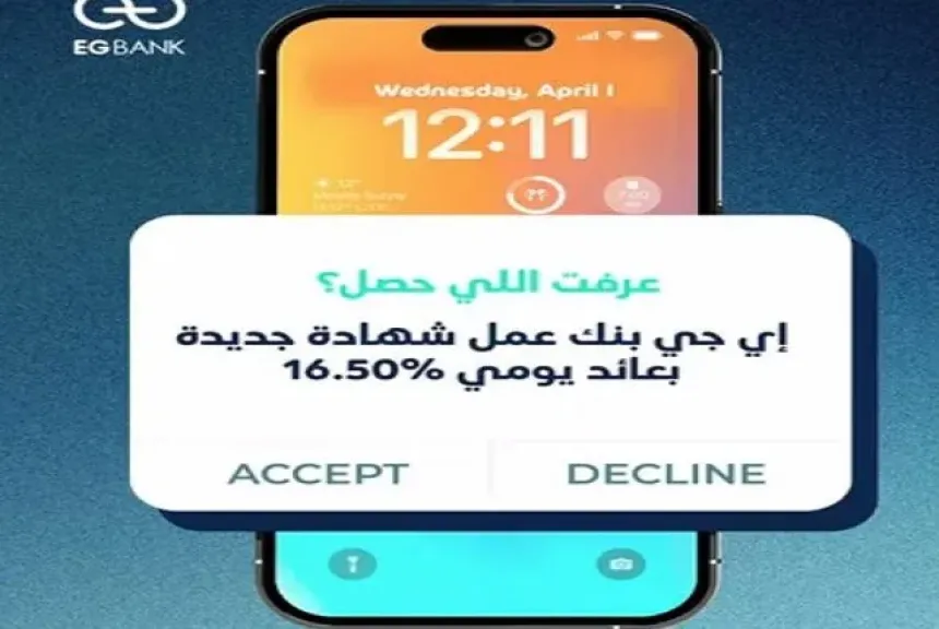 إي جي بنك يطرح شهادة ادخار جديدة بعائد يومي ثابت 16.50%