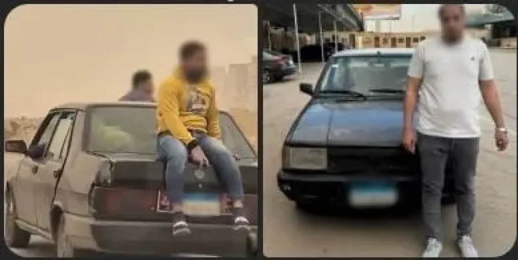ضبط شخص سمح لآخرين بالجلوس أعلى سيارة حال سيرها بمدينة الشروق