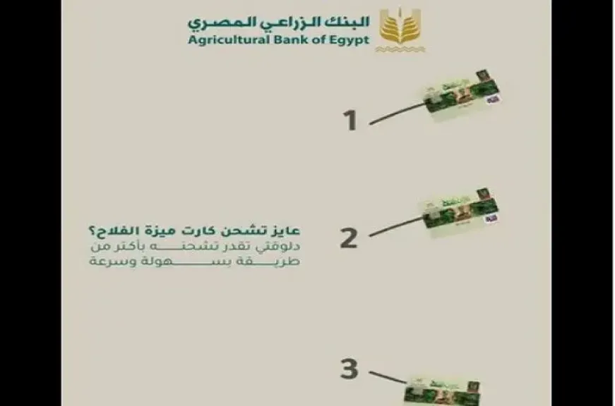 البنك الزراعي المصري يتيح 3 طرق لشحن كارت ميزة الفلاح