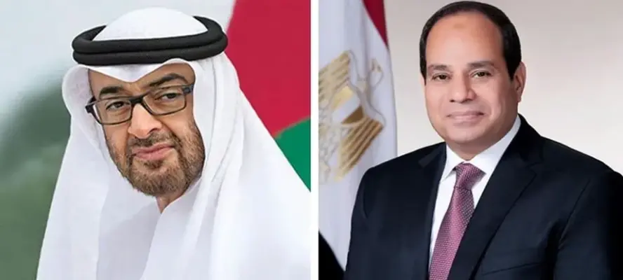 الرئيس السيسي وبن زايد يبحثان تعزيز العلاقات الثنائية وتطورات منطقة الشرق الأوسط