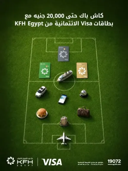 بنك بيت التمويل الكويتي مصر يتيح كاش باك يصل إلى 20 ألف جنيه لحاملي بطاقات Visa الائتمانية أثناء السفر