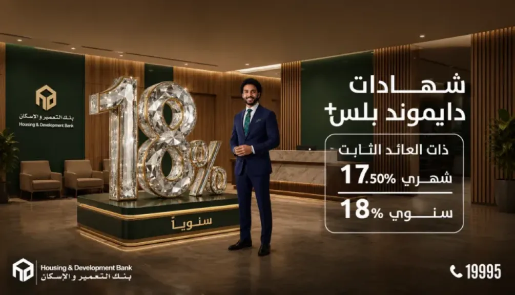بنك التعمير والإسكان يطرح شهادة «دايموند بلس» بعائد ثابت يصل إلى 18%