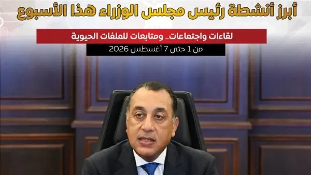 أبرز أنشطة رئيس مجلس الوزراء هذا الأسبوع... إنفوجراف