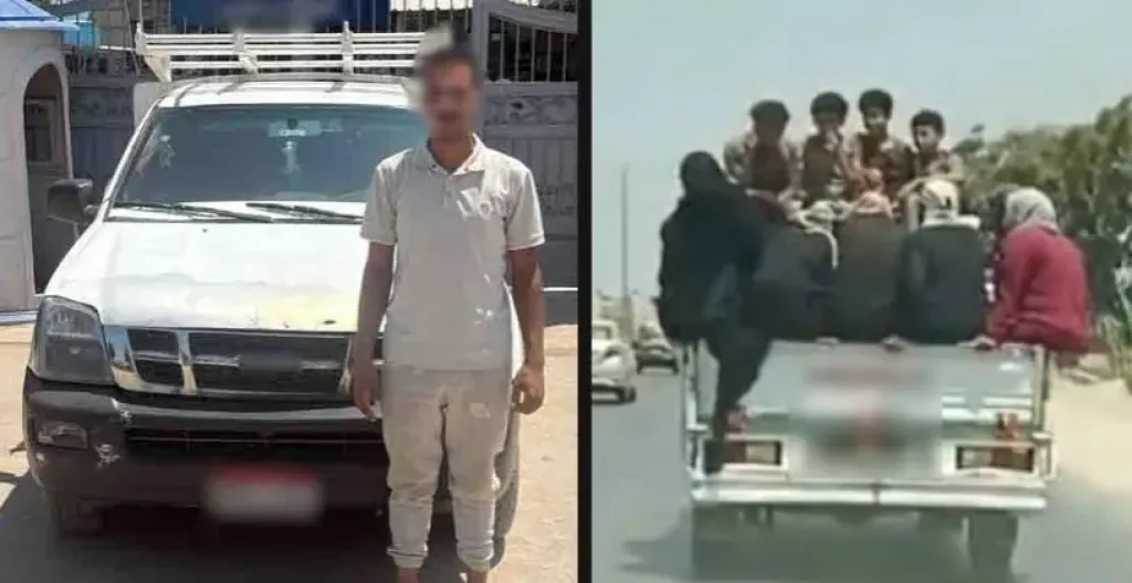 ضبط سائق «ربع نقل» لنقل أشخاص أعلى الصندوق الخلفي بالشرقية