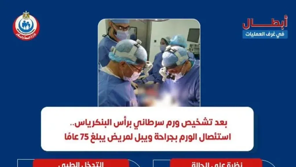نجاح جراحة دقيق لإزالة ورم سرطاني لمريض بمستشفي المقطم