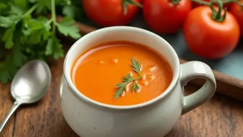 شوربة الطماطم المشوية بالثوم والأعشاب